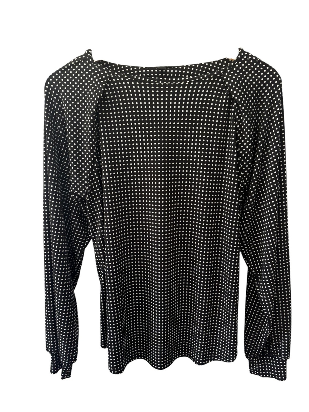 Banana Republic Polka Dot Blouse Size Medium Black/White Round Neck Long Sleeve - Picture 1 of 7
